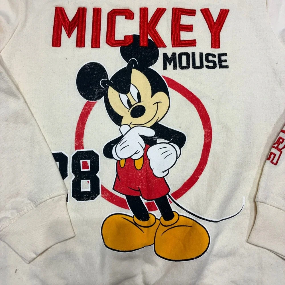 Kids Disney Mickey Mouse Cream Graphic Sweatshirt Size S 6/7 Long‎ Sleeve Top